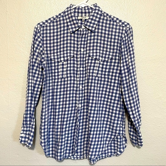 Madewell Lightweight Gingham Button Front Blouse​​​​ 100% cotton - Picture 1 of 5